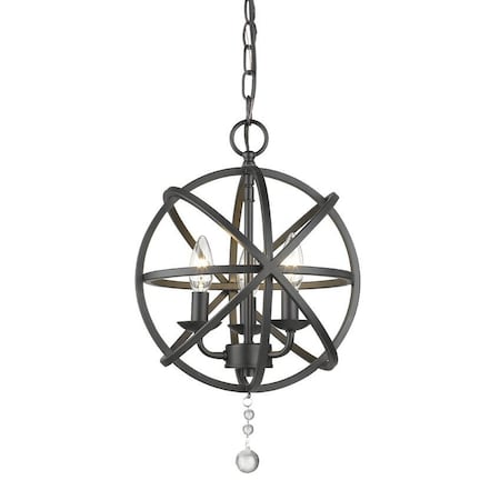 Tull 3 Light Chandelier, Matte Black